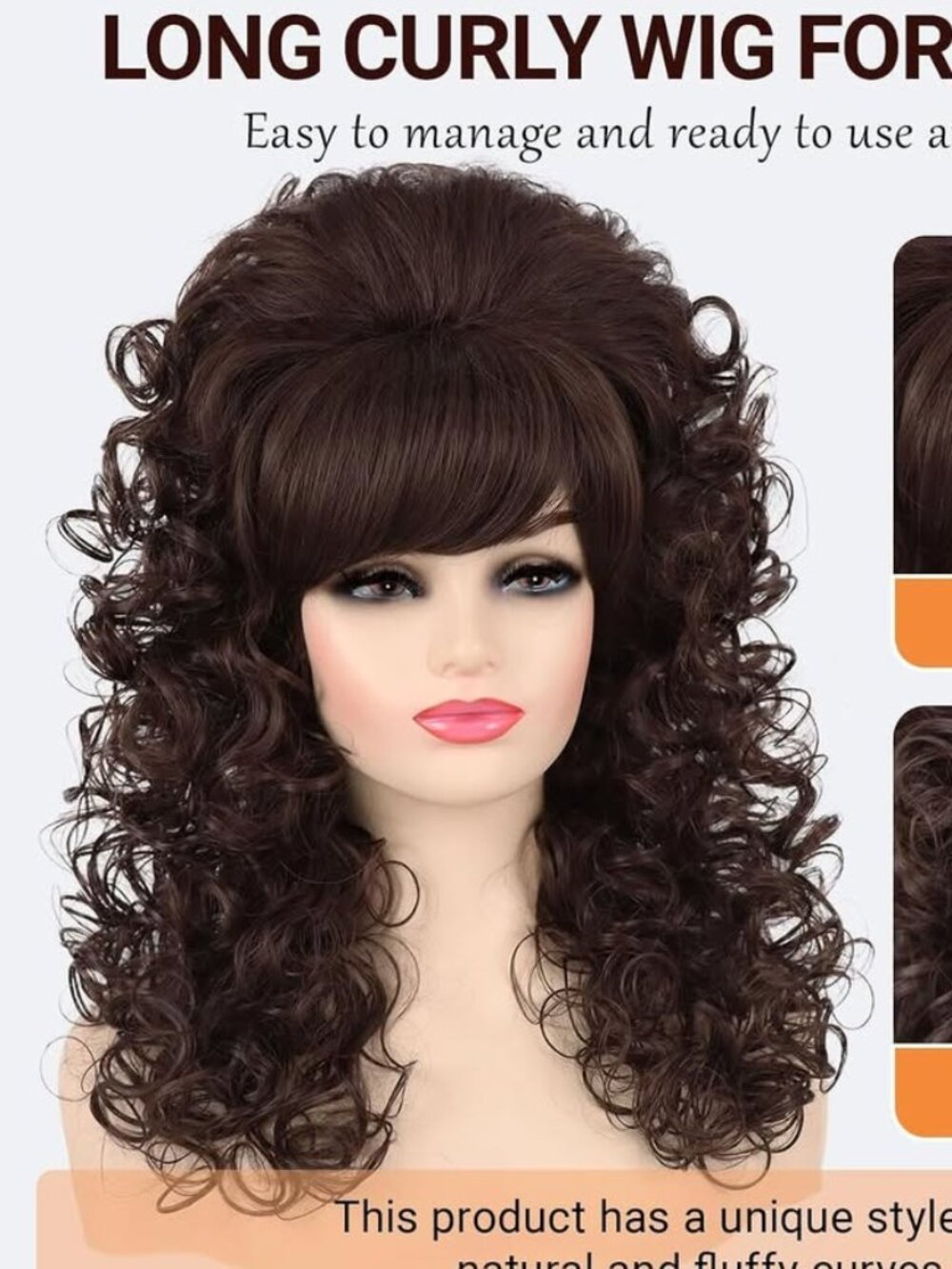 Curly Synthetic Wig (Brown)